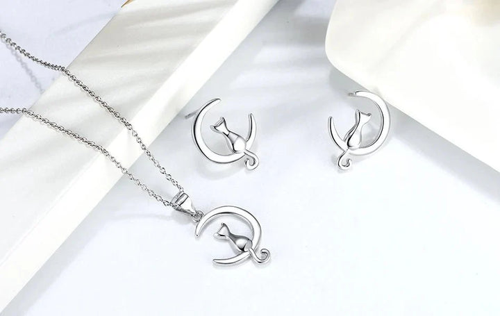 Boucles d'oreilles en argent sterling Cat & Lune