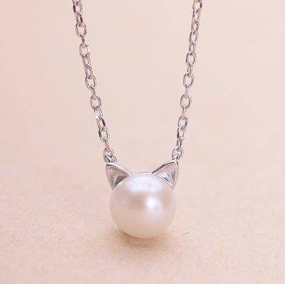 Collier en Perle de Chat Magnifique avec Boucles d'Oreilles et Bague Bonus