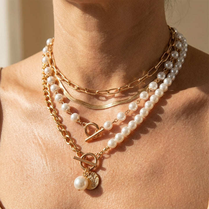 Ensemble de Colliers Superposés avec Perles Modernes