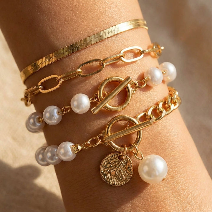Ensemble de Bracelets en Perles Superposées de Luxe