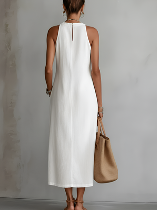 Jimena™ | Décontracté Robe Midi Brodée avec Col Mandarin