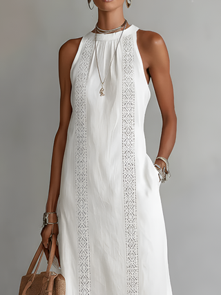 Jimena™ | Décontracté Robe Midi Brodée avec Col Mandarin