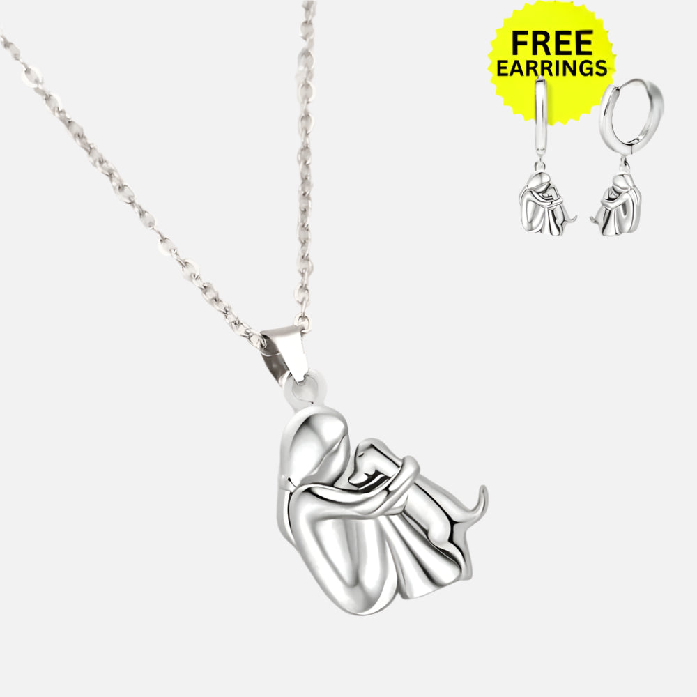Collier Pendentif Câlin avec Boucles d'Oreilles Bonus – Offre Limitée