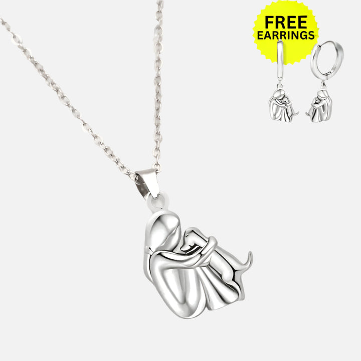 Collier Pendentif Câlin avec Boucles d'Oreilles Bonus – Offre Limitée