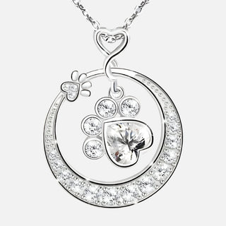 Collier Mignon en Argent Sterling 925 avec Imprimé de Patte et Zirconia Cubique