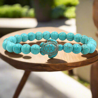 Bracelets en Perles de Pierre Naturelle Unique en Forme de Tortue