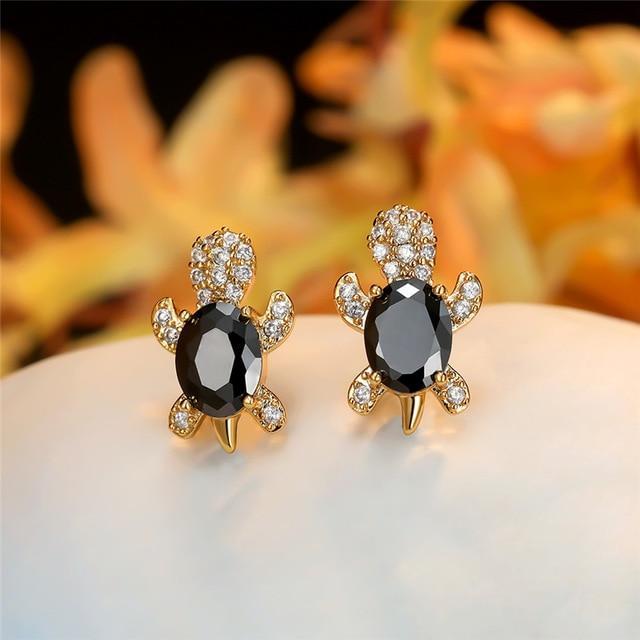 Boucles d'oreilles Tortue de Mer en Zirconium et Argent