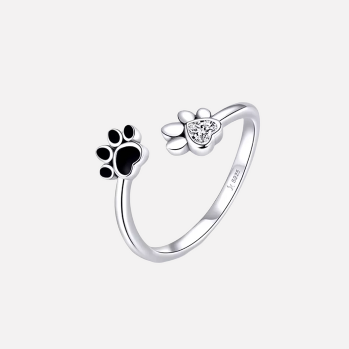 Bague Patte en Argent Sterling 925 – Ajustable avec Zirconia et Émail