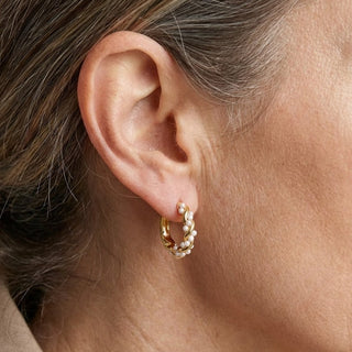 Boucles d'oreilles créoles avec perles froncées