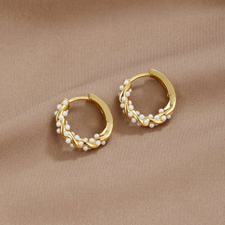 Boucles d'oreilles créoles avec perles froncées