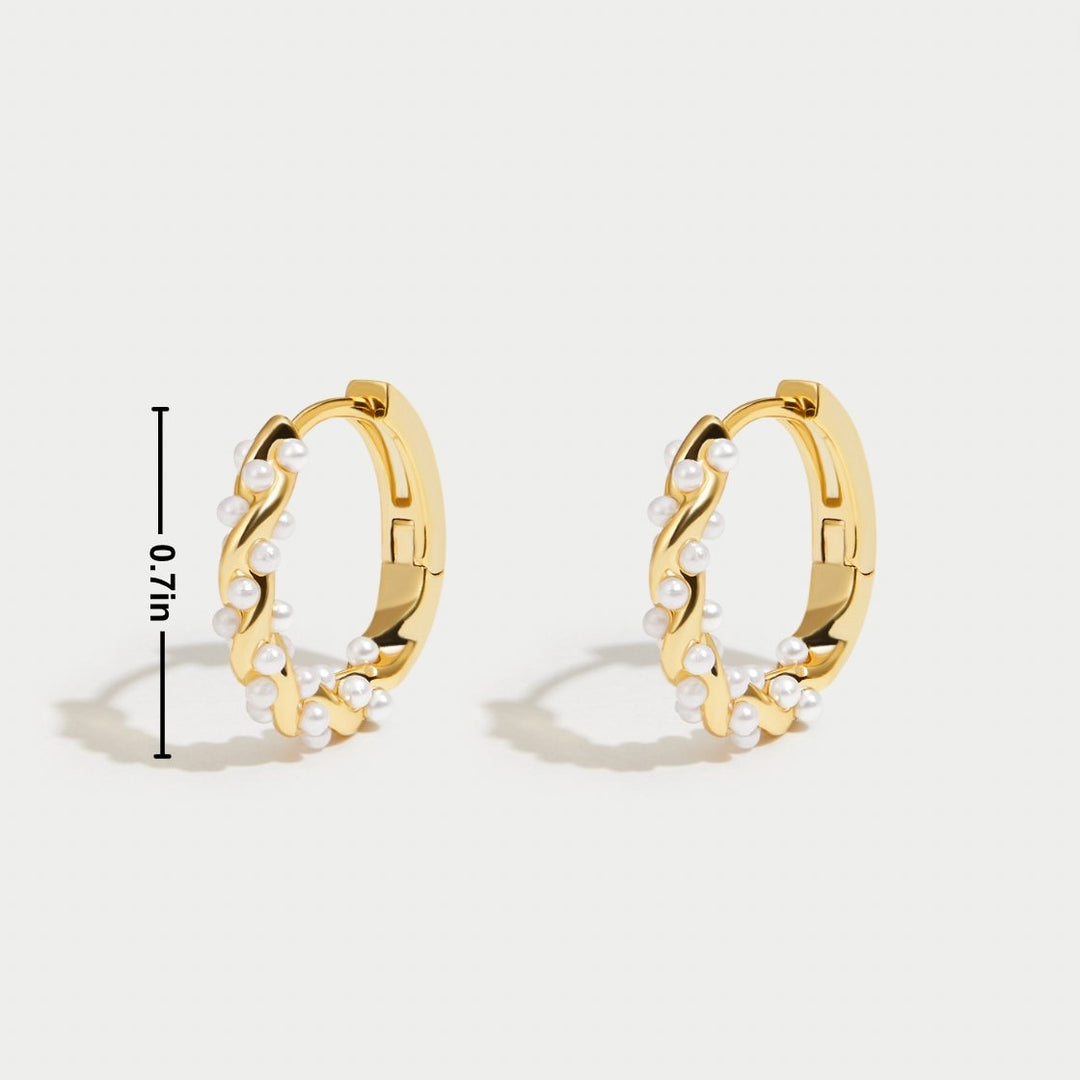 Boucles d'oreilles créoles avec perles froncées