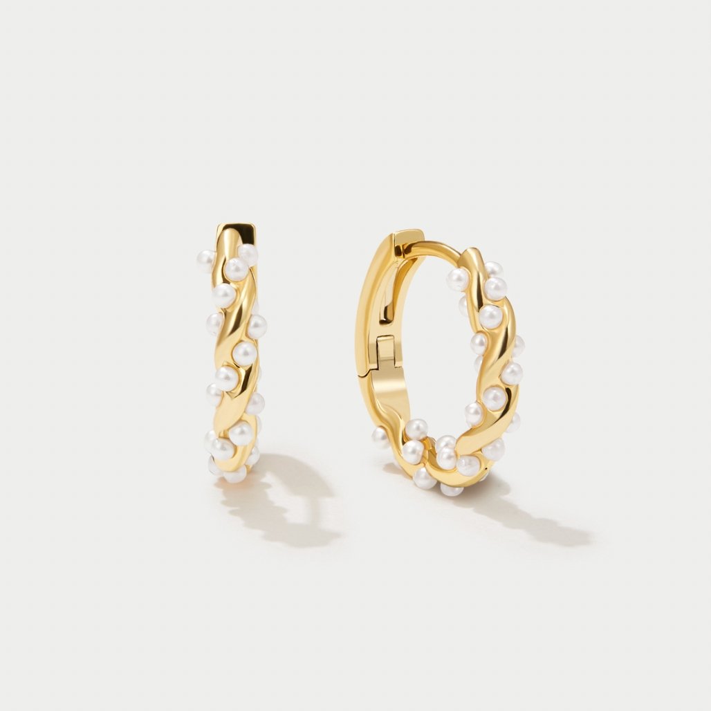 Boucles d'oreilles créoles avec perles froncées