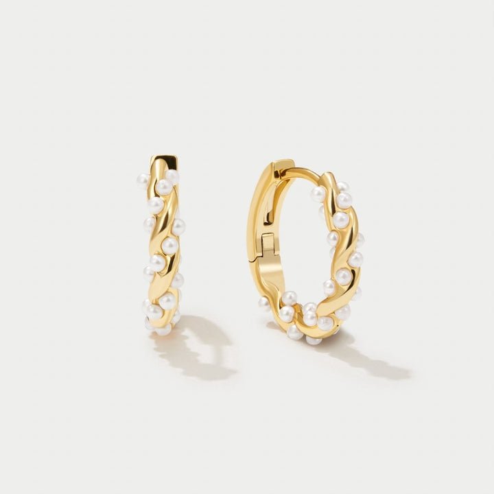 Boucles d'oreilles créoles avec perles froncées