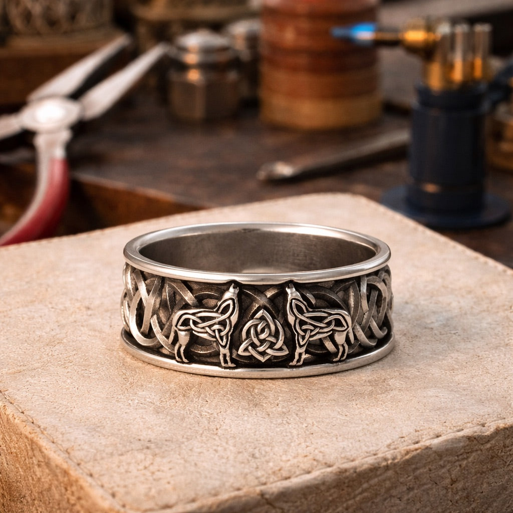 Bague Viking Wolf Pièce Statement