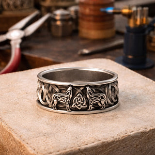 Bague Viking Wolf Pièce Statement